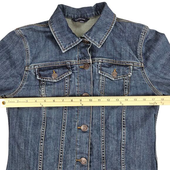 Lands End Jean Jacket Womens Small Denim Trucker Casual Classic Preppy - Picture 12 of 13